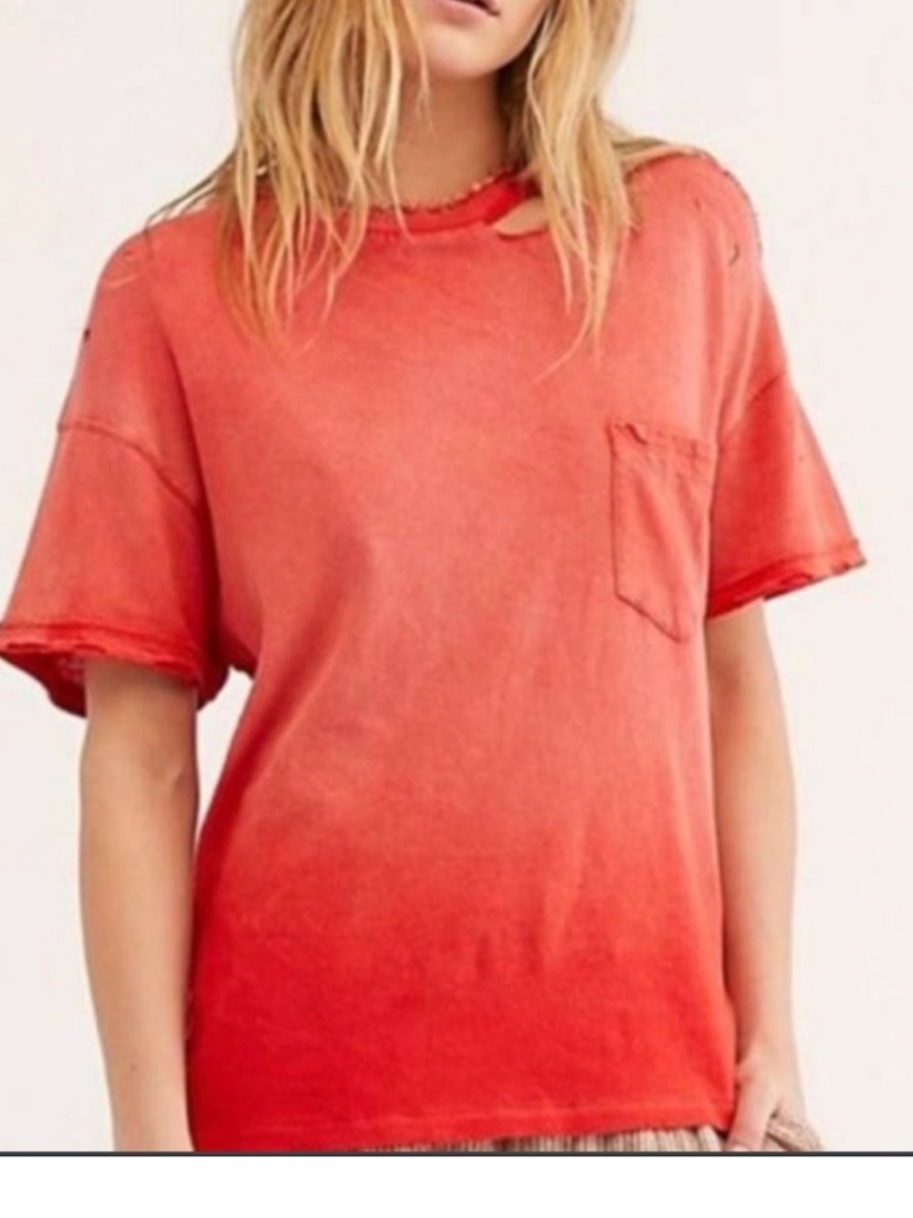 Free People Distressed Short-Sleeve Pocket Tee - Women